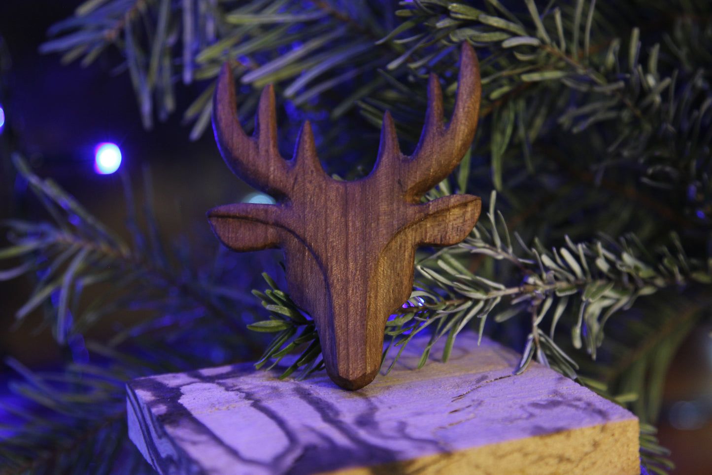 Hand-Carved Wooden Deer Head Decor