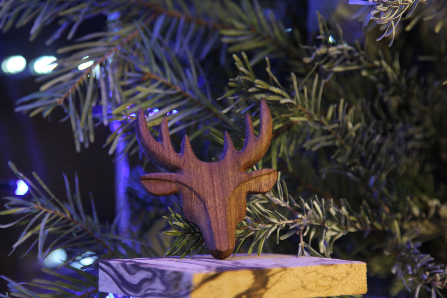 Hand-Carved Wooden Deer Head Decor