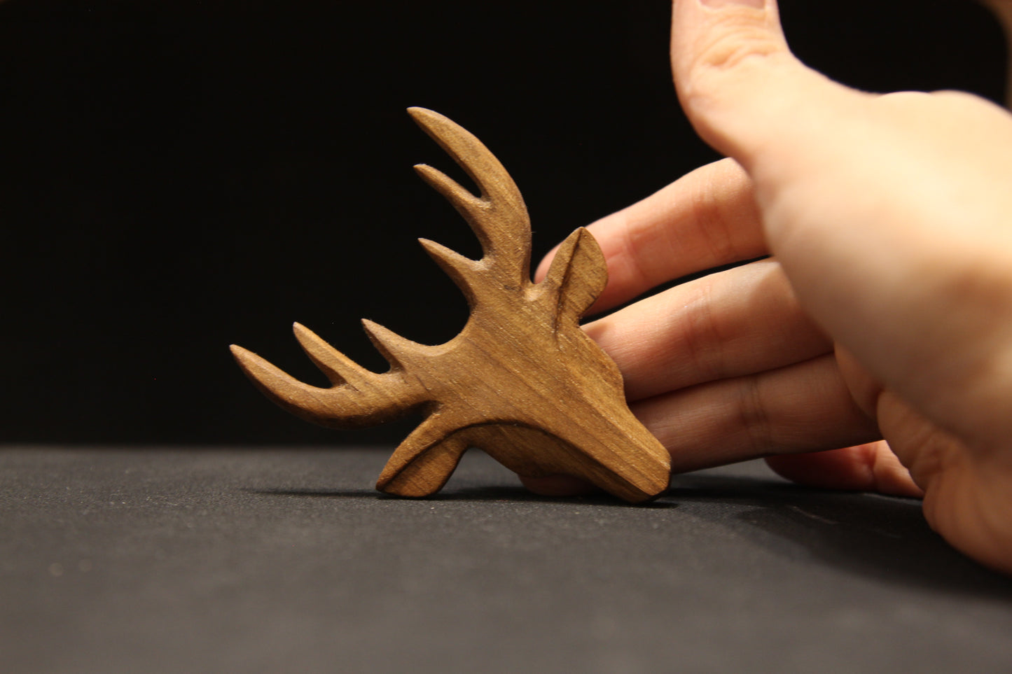 Hand-Carved Wooden Deer Head Decor