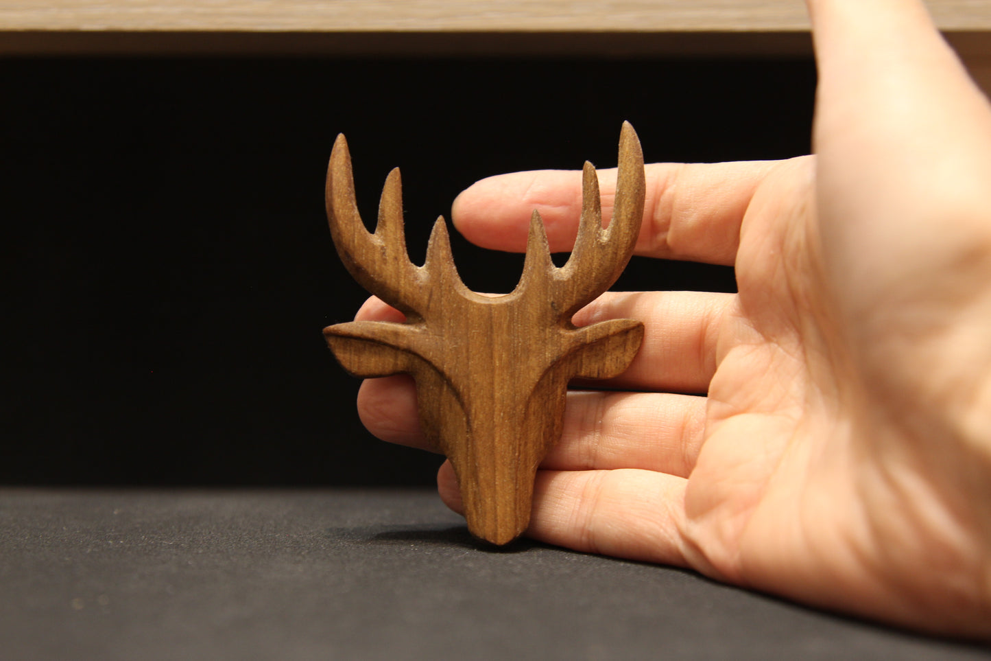 Hand-Carved Wooden Deer Head Decor