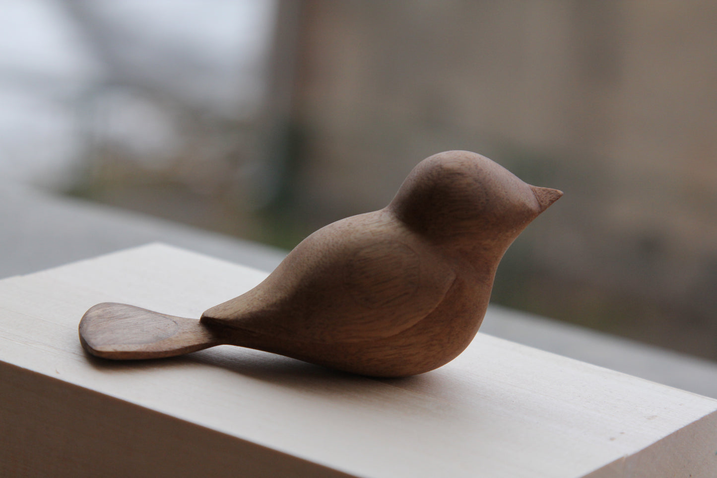 Hand-Carved Wooden Abstract Bird Sculpture