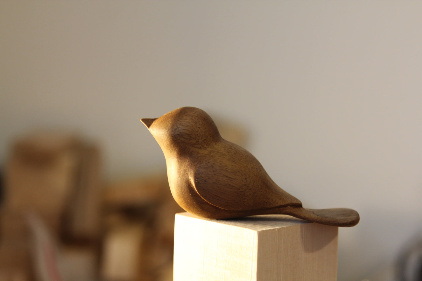 Hand-Carved Wooden Abstract Bird Sculpture