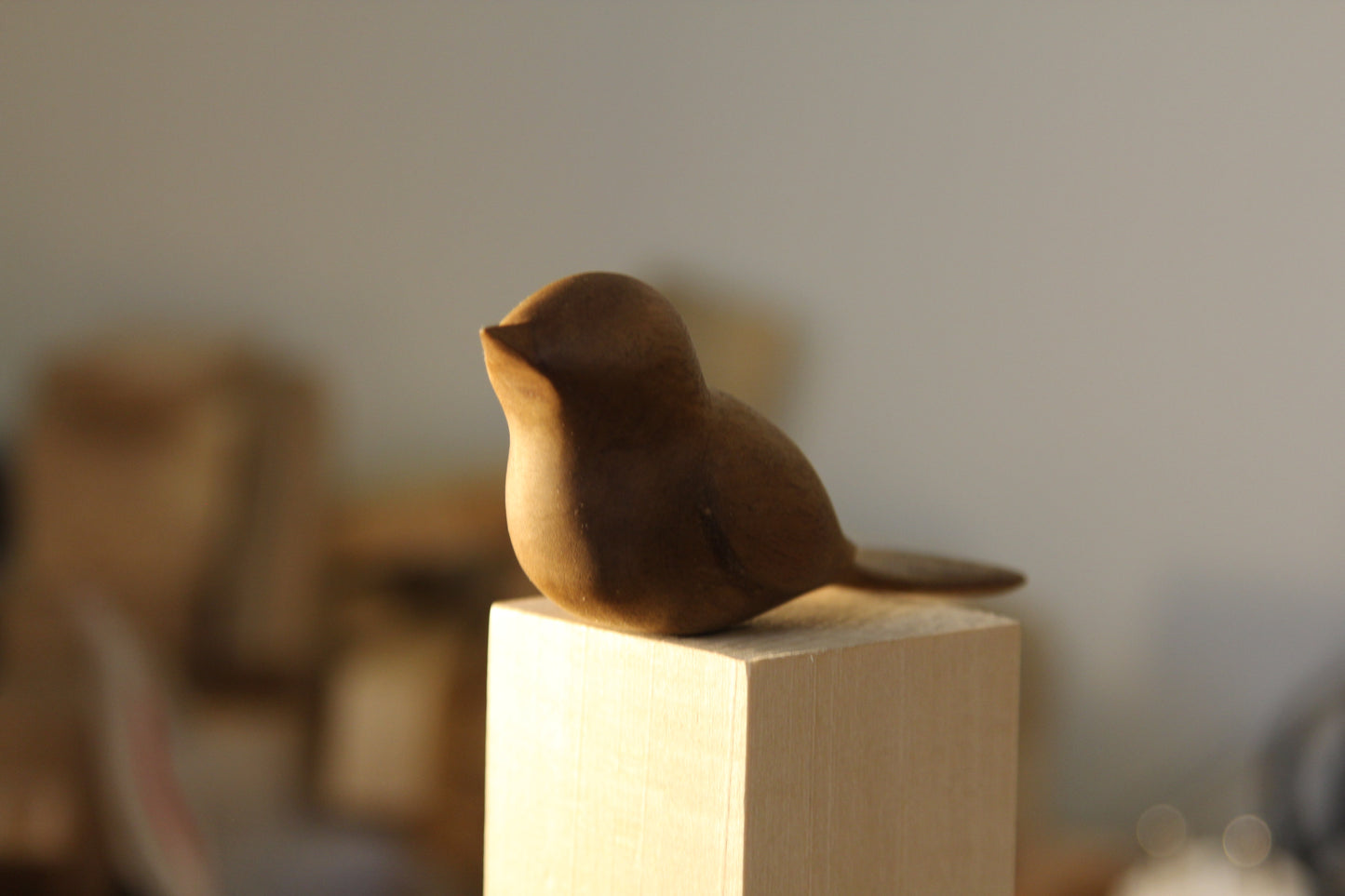 Hand-Carved Wooden Abstract Bird Sculpture