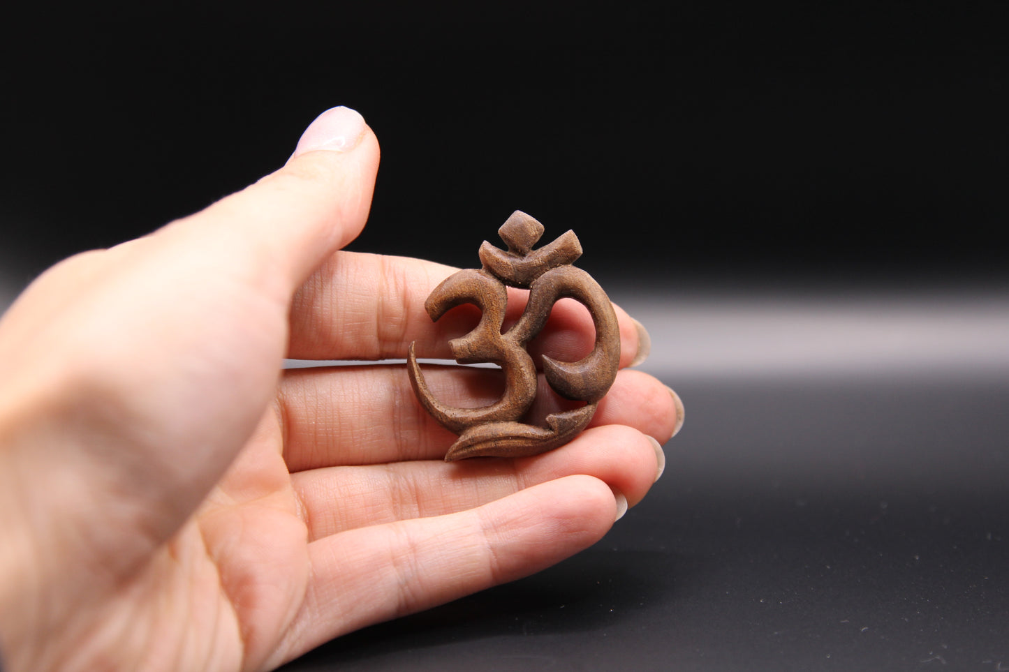 Hand-Carved Wooden OM Symbol Decor