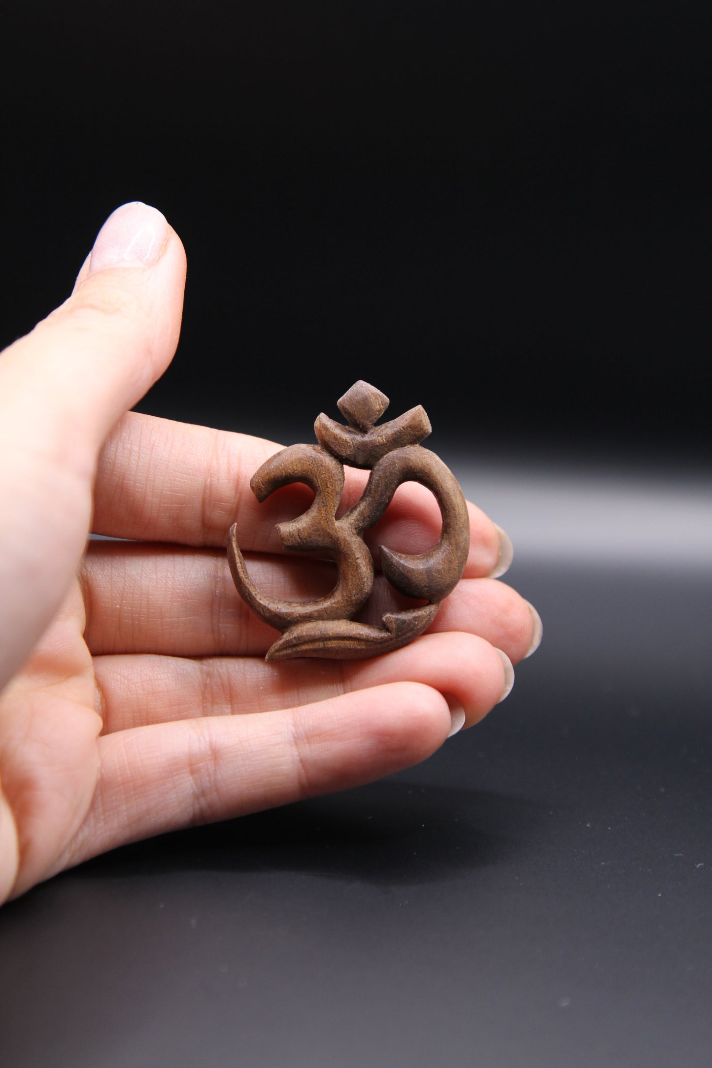 Hand-Carved Wooden OM Symbol Decor