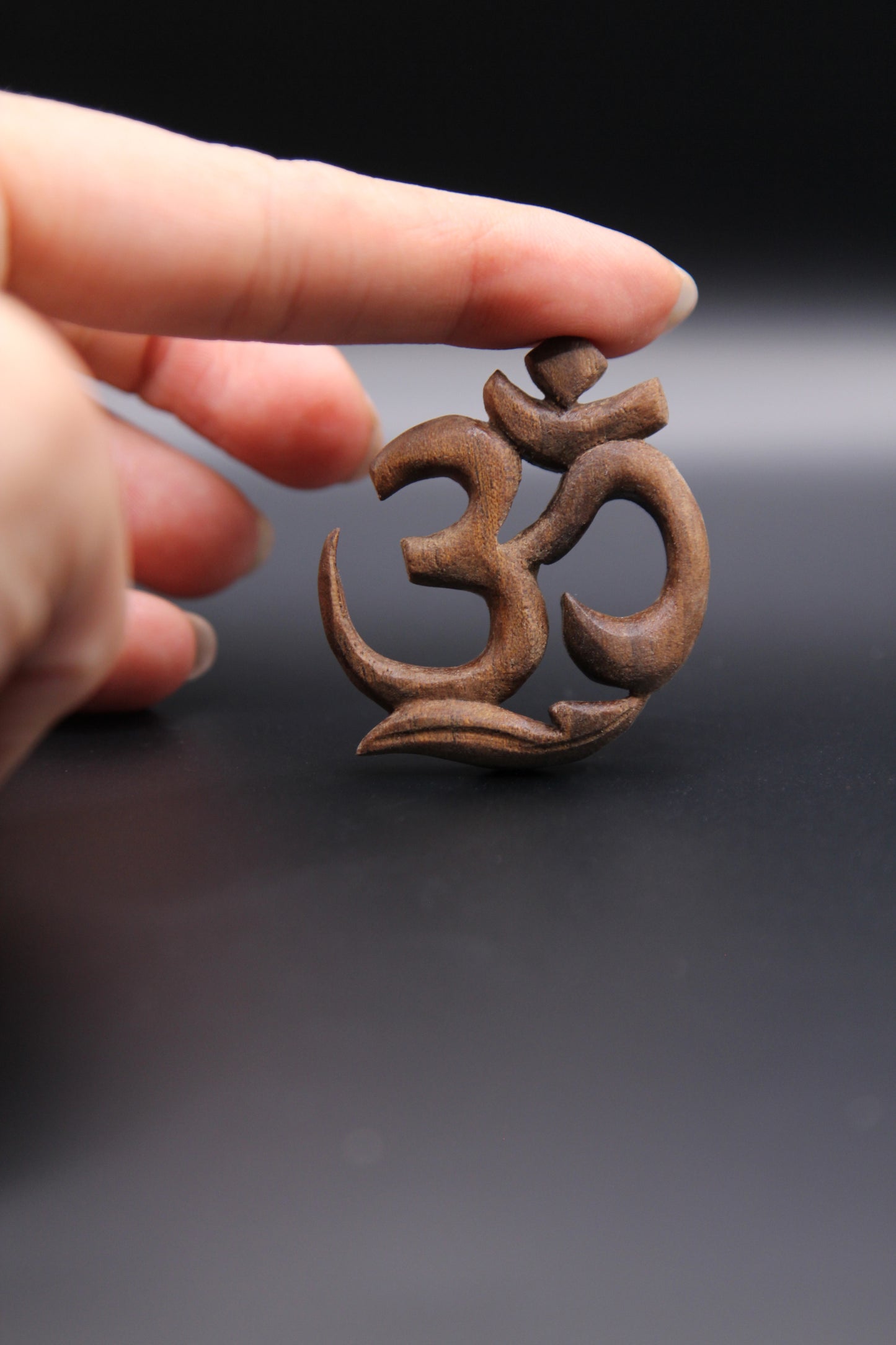 Hand-Carved Wooden OM Symbol Decor