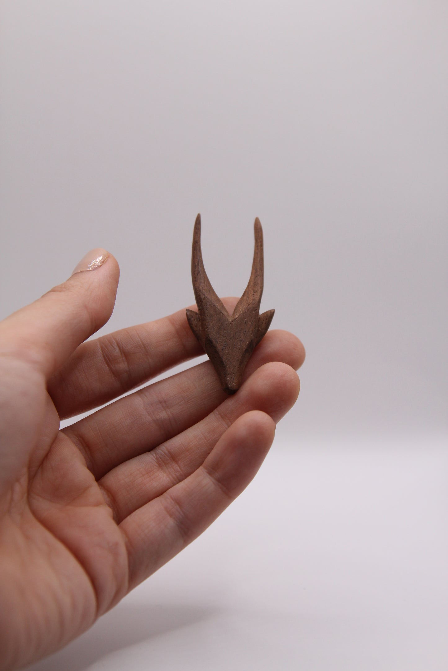 Hand-Carved Wooden Gazelle Antler Pendant Necklace